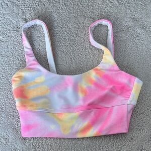 Beach Riot Pink and White Sports Bra